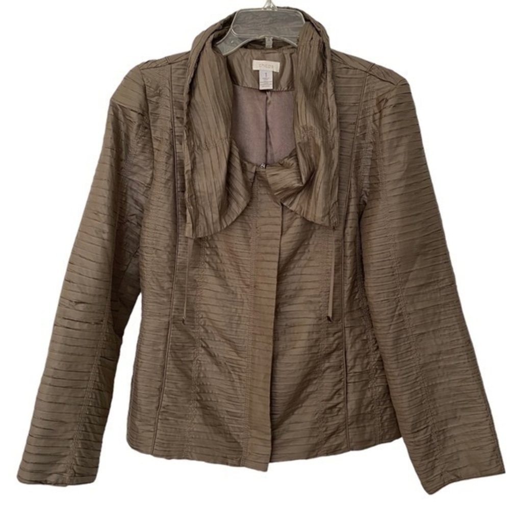Chico’s Tan Taupe Neutral Lightweight Quilted Tailored Jacket medium